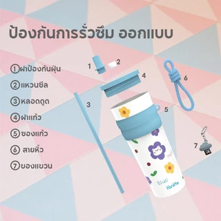 แก้วนํ้าเก็บความเย็น ขนาด 710 มล แก้วเก็บความร้อนสแตนเลส พร้อมฝาหลอดกันฝุ่นและฝาแก้วกันลื่น ออกแบบให้มีหูหิ้วพกพาสะดวก