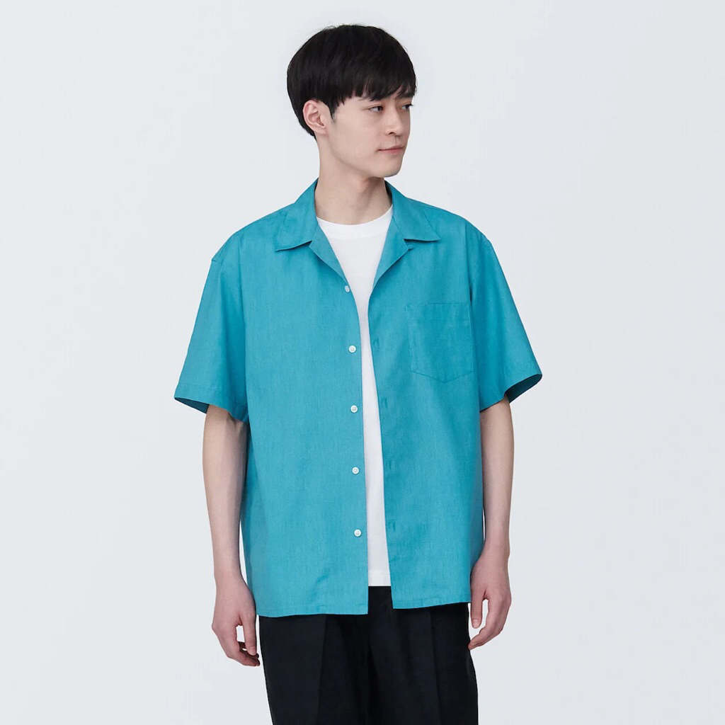 ใหม่ ป้ายห้อย Muji Hemp blend short sleeve shirt ไซส์ S (เก็บโค้ดป้ายเหลืองลดอีก 20% หรือ Coins Cash