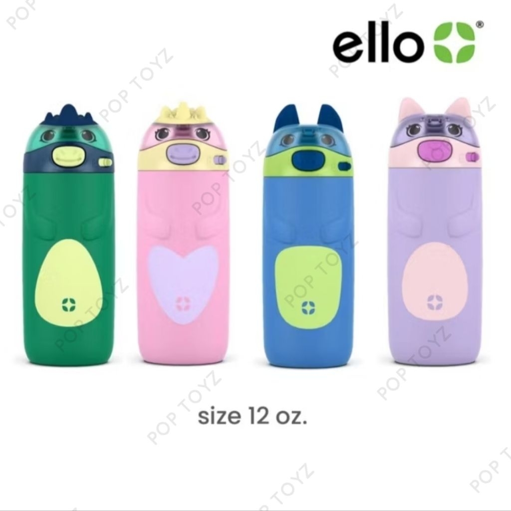 กระติกน้ำเด็ก Ello ของแท้จากอเมริกา พร้อมส่ง Ello Ellies Stainless Steel Water Bottle 12 oz กระติกน้ำสแตนเลส ello kids