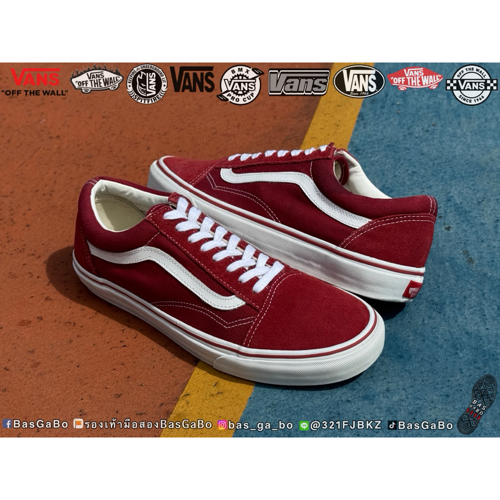 VANS OLD SKOOL CLASSIC RED - WHITE รองเท้าผ้าใบ รองเท้ามือสอง Vansมือสอง รองเท้าVans