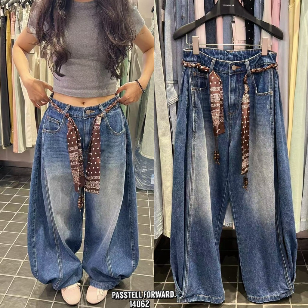 🇰🇷New🇰🇷  Korea balloon darim jeans With beltมาใหม่เลยยยย รุ่นนี้แนะนำเลย!!!! ทรงสวยมาก ยีนdarimบอลลู
