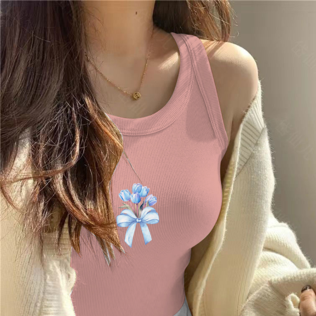 เสื้อกล้ามมีบราในตัว สกรีนลายวันแม่ใหม่ล่าสุด เสื้อกล้ามลำลอง เบสิก สีพื้นเปิดไหล่ สำหรับสตรี นุ่มและใส่สบาย 15 สี