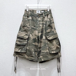 📍พร้อมส่ง📍61821# Vintage camo cargo shorts •🔥 กางเกงผ้ายีนส์บางลายทหาร เอวต่ำทรงคาร์โก้ แต่งกระเป๋าใหญ่