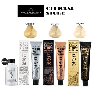 NIGAO Bleaching Cream Maxx Light / Deluxe / Royale นิกาโอะ บลีชชิ่งครีม แมกซ์ ไลท์ ครีมฟอกผม ดีลักซ์ ฟรี! Developer 1ขวด