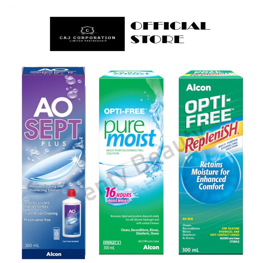 Alcon OPTI-FREE Replenish/ Pure Moist/ AOSEPT plus อัลคอน ออพติ-ฟรี น้ำยาล้างคอนแทคเลนส์ น้ำยาทำความ