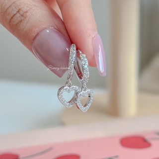 🍒♡มีส่งด่วน♡🍒 (1คู่) ต่างหูเงิน ต่างหูห่วง ตุ้มหูรูปหัวใจ พร…