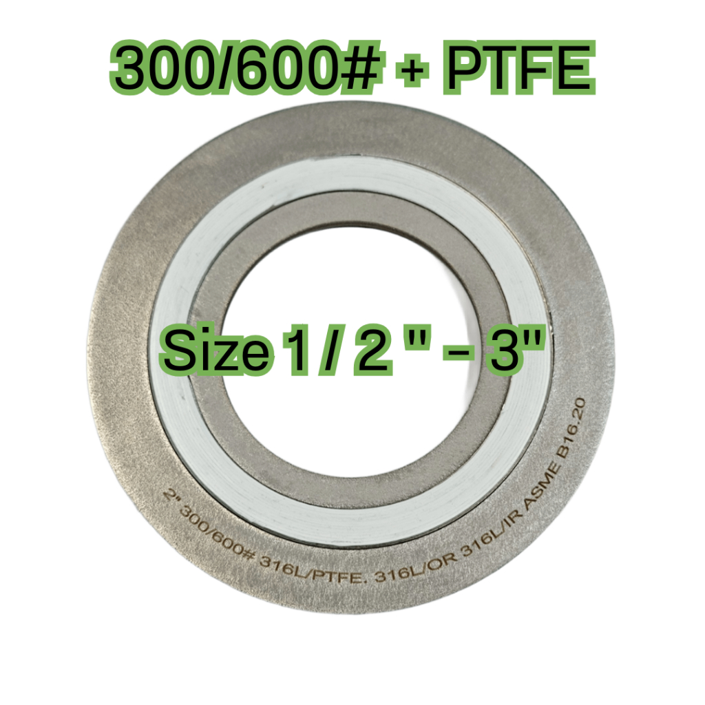 Spiral Wound Gasket (SWG) ปะเก็นสแตนเลส #300P 316L/OR 316L/IR+PTFEขนาด(1/2"-3")  ปะเก็นทนเคมี ท่อแรง