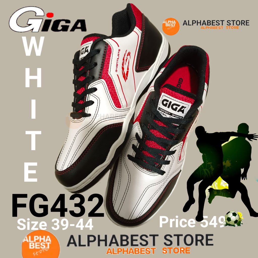 รองเท้าฟุตซอลGIGAfutsal  FG432 ขาว รองเท้าใหม่ ฟุตซอลคุณภาพดีฟุตซอลสีขาว ฟุตซอล fusal ของดีราคาถูกฟุ