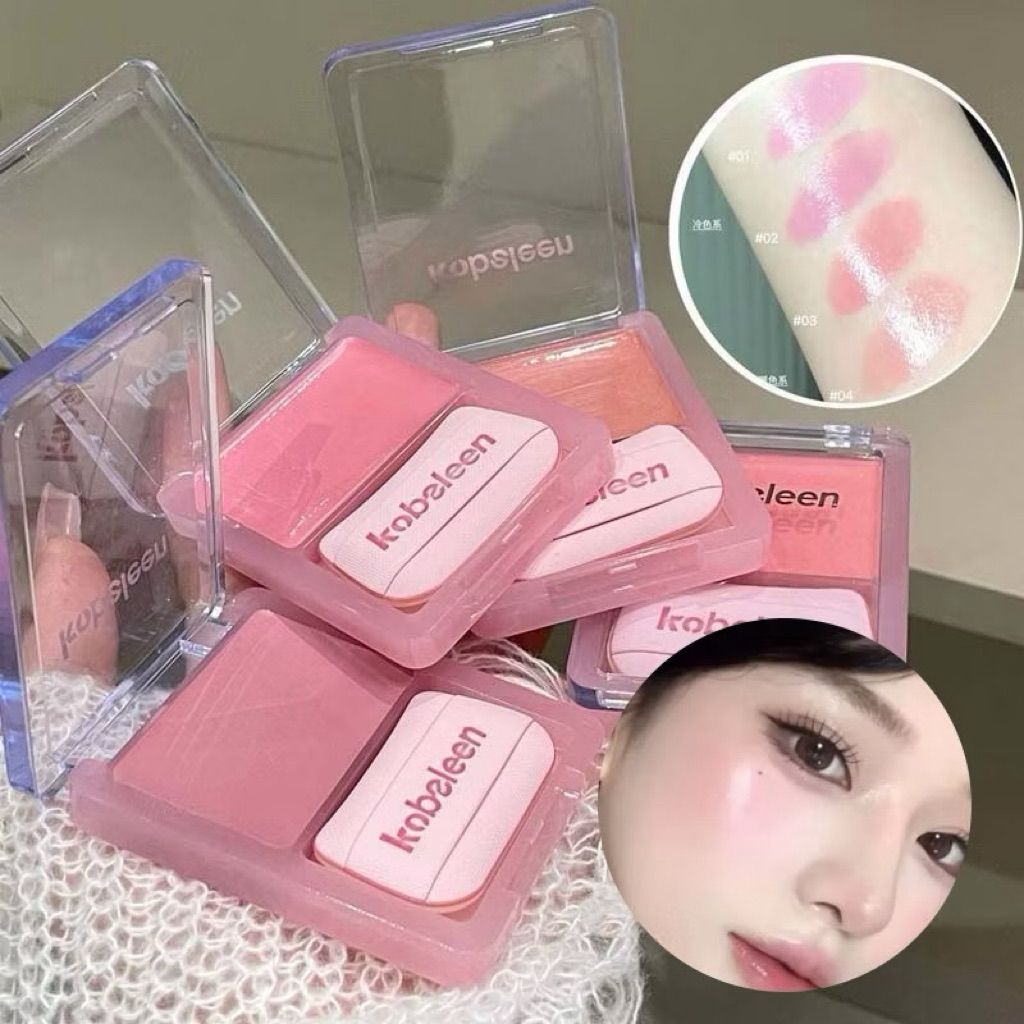 O-14 บลัชออน เนื้อครีม Blush Cream ตลับสี่เหลี่ยม แถมพัฟ สีสวยฉ่ำวาว สุขภาพดี
