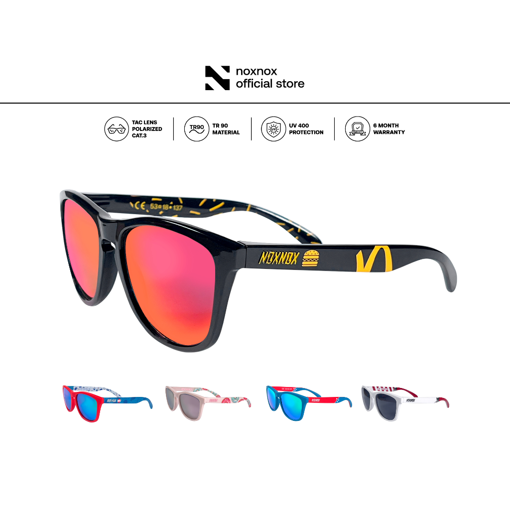 NOX NOX, แว่นตากันแดด noxnox รุ่น FASTFOOD พร้อมถุงและกล่องแว่นตา
