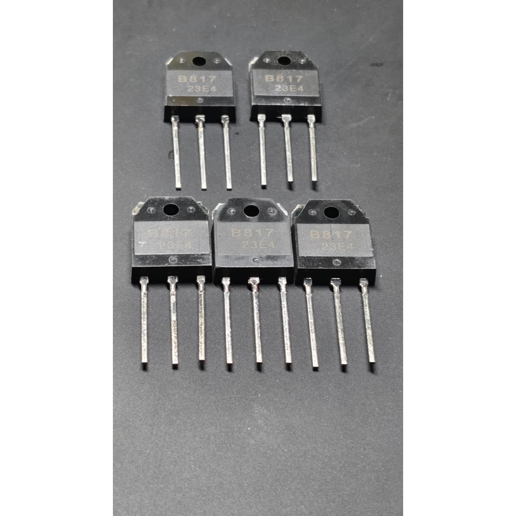 5 ชิ้น B817 เป็นหมายเลขของทรานซิสเตอร์ชนิด PNP Power Transistorรองรับแรงดันไฟฟ้า 140V, กระแส 12A และ