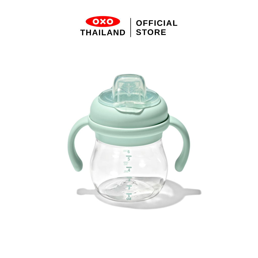 OXO แก้วน้ำ พร้อมหูจับ 6 ออนซ์ สีเขียวพาสเทล I OXO TRANSITIONS SOFT SPOUT SIPPY CUP  6 OZ
