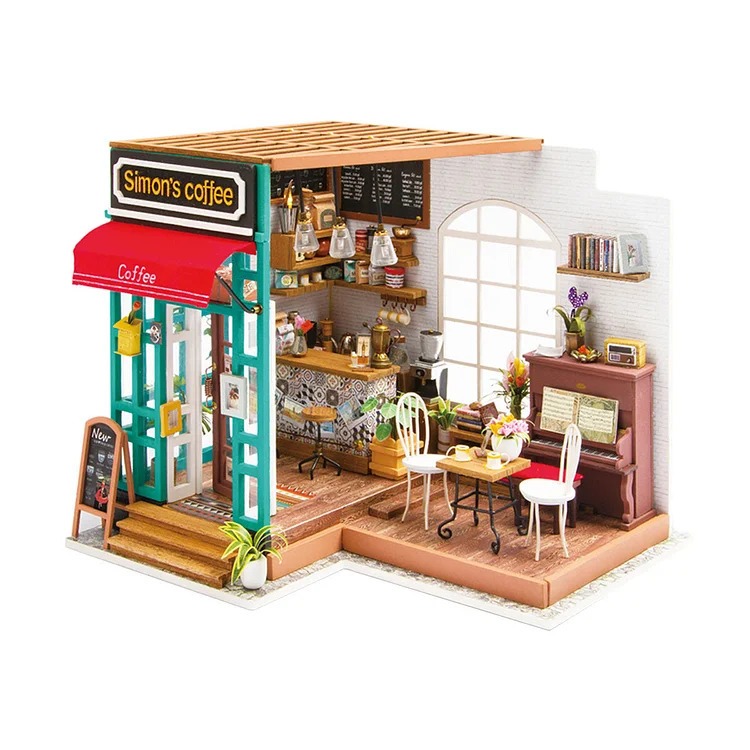 Rolife DIY Miniature Dollhouse : Simon's Coffee Shop DG109 โมเดลบ้าน ตัวต่อไม้ บ้านตุ๊กตา | ของแต่งบ้าน ของเล่นตัวต่อ