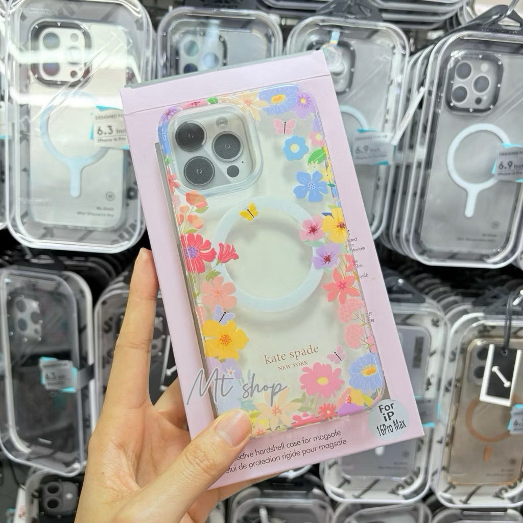 🎉Kate spade เคสใสลายสตอเบอรี่ มีแม่เหล็กชาร์จ สำหรับรุ่น i15 15promax 16 16pro 16promax