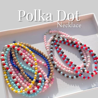 สร้อยคอลูกปัดกลม เม็ดใหญ่ Polka dot สร้อยลูกปัดอะคริลิค กลม สีสันสดใส