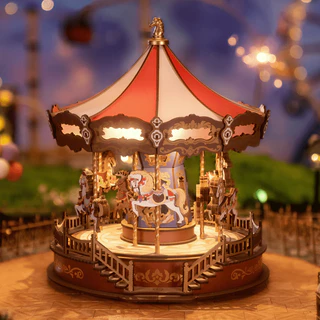 Rolife 3D Wooden Puzzle - AMC01 Classic Carousel กล่องดนตรี | ของแต่งบ้าน ของเล่นตัวต่อ