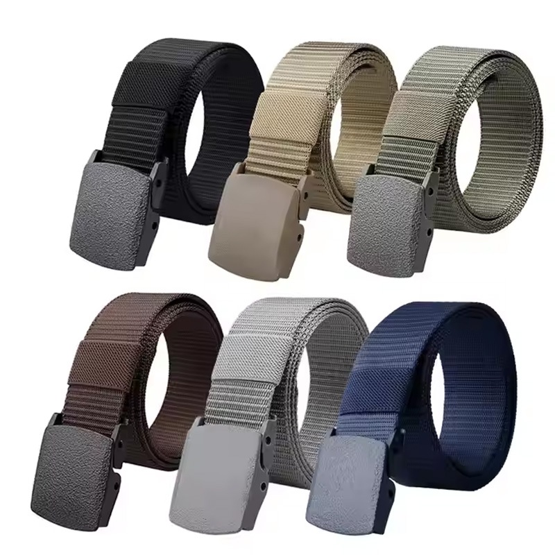พร้อมส่ง เข็มขัดผู้ชาย หัวพลาสติก สายไนล่อน ขนาด ไม่ต้องเจาะรู เข็มขัดผ้า เข็มขัดแฟชั่น เข็มขัดยุทธ