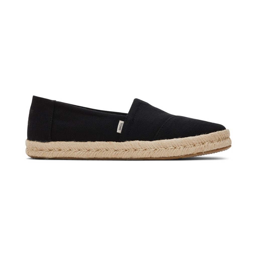TOMS รองเท้าลำลองผู้หญิง สลิปออน รุ่น Alpargata Rope 2.0 Black Recycled Cotton Slubby (CE) รองเท้าลิขสิทธิ์แท้