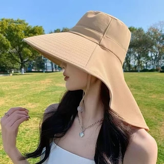 Fashion girl🌈🌈หมวกกันแดด ปีกกว้าง หมวกบักเก็ต ป้องกันรังสียูวี สไตล์ทันสมัย มีเชือกกันลม ราคาถูกที่สุด