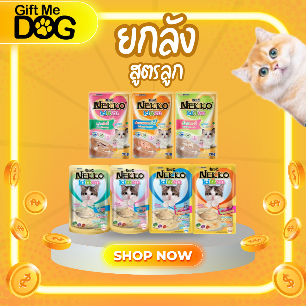 Nekko pouch เนกโกะเพ้า อาาหรเปียกลูกแมวมูส**ยกลัง48ซอง**ไม่คละรส สุดคุ้ม ราคาพิเศษ