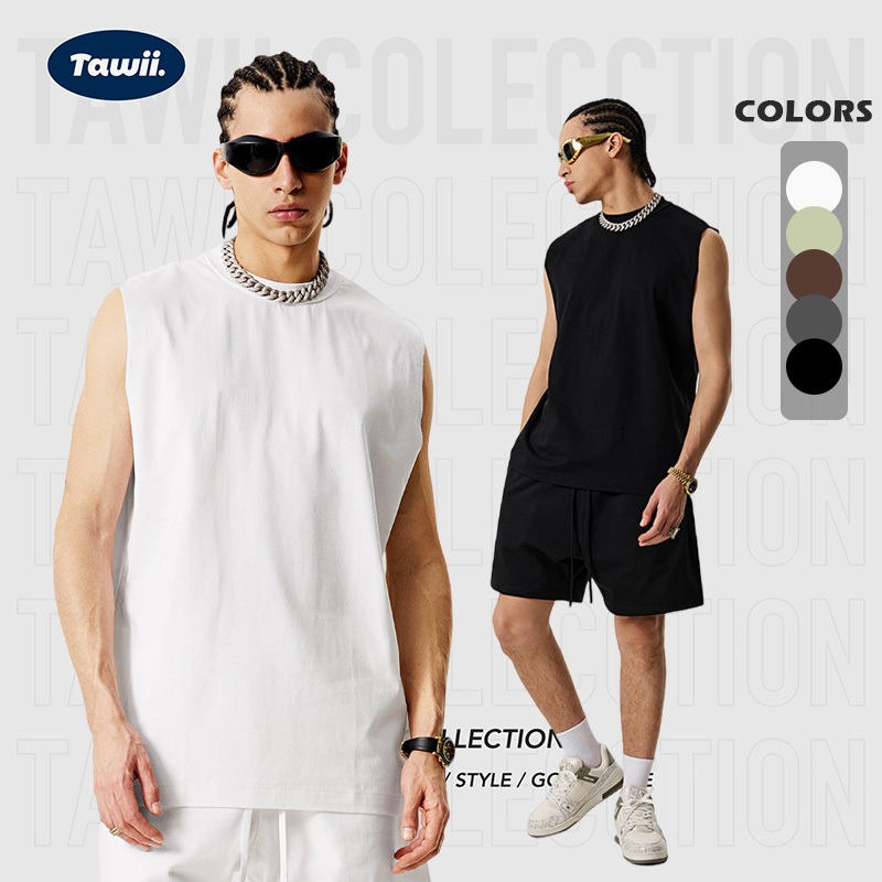 Tawii. เสื้อแขนกุด เสื้อยืดผ้านุ่ม Unisex Sleeveless T-Shirt ผ้าฝ้าย100% Tanktop ไม่ขึ้นขุย