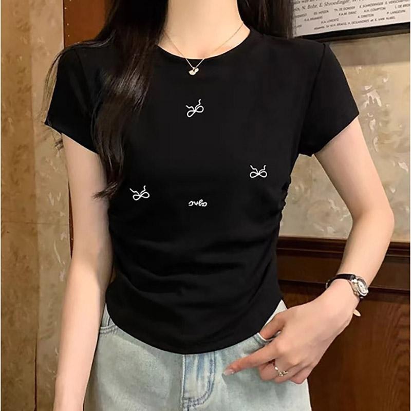 G03-07 เสื้อยืดแขนสั้นพิมพ์ลายโบว์เล็ก สุดน่ารัก แนวเกาหลี หลายไซส์ ผ้านิ่มสวมใส่สบาย ใส่ได้ทุกโอกาส ราคาถูก