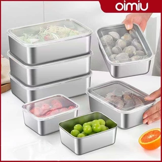 OIMIU กล่องสแตนเลส(มีฝา) กล่องใส่อาหารสแตนเลส กล่องเก็บอาหาร กล่องแสตนเลส 304 สําหรับเสิร์ฟอาหาร ผลไม้ เก็บอาหารสด