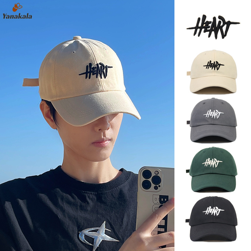ส่งเร็ว🚚หมวกแก๊ปเบสบอล ปัก HEART (มี 4 สี) หมวกแก๊ป หมวกกีฬา แฟชั่นสันทนาการ  กันแดด ได้ทั้งชายหญิง ปรับขนาดได้-Yanakala
