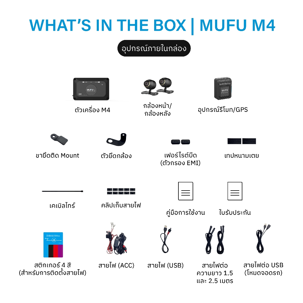 MUFU M4 กล้องติดรถมอเตอร์ไซค์ รถจักรยานยนต์ 2K HDR, Wi-Fi GPS กันน้ำ IP67 รับประกัน 1 ปี - รูปที่ 6