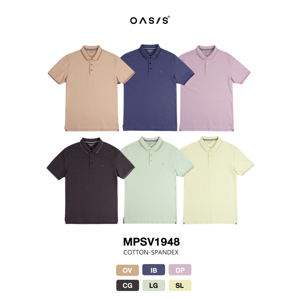 OASIS เสื้อโปโล โปโล ผู้ชาย แขนสั้น ผ้าคอตตอน สแปนเดกซ์ รุ่น MPSV-1948 มีให้เลือกถึง 6 สี