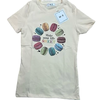 เสื้อยืดคอกลมแขนสั้น ลายมาการอง ป้าย ME