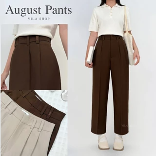 VILA | AUGUST PANTS TM32 กางเกงทรงบอย ปัก VILA ที่หูเข็มขัด