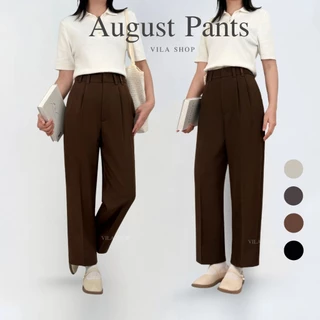 VILA | AUGUST PANTS TM32 กางเกงทรงบอย ปัก VILA ที่หูเข็มขัด