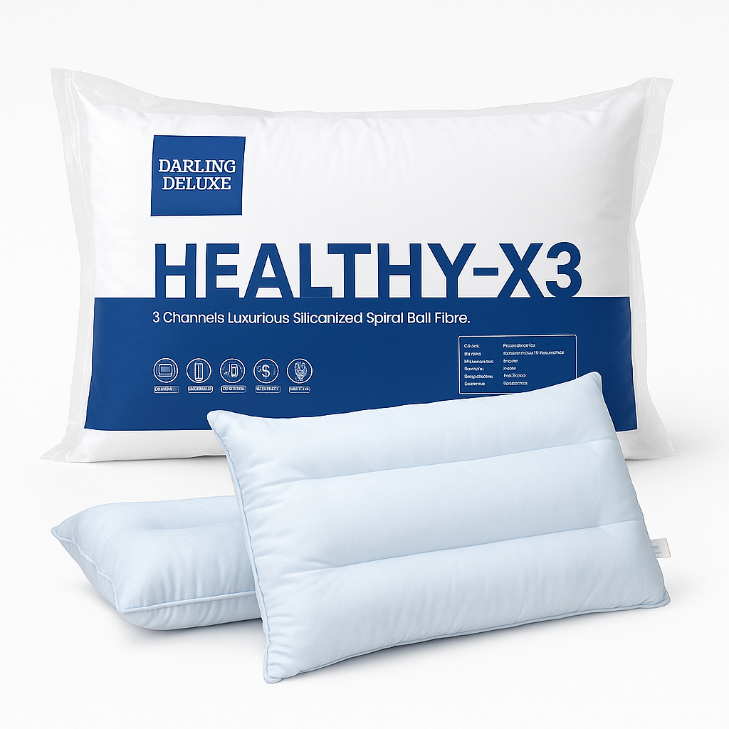 DARLING DELUXE Healthy-X3 [แถมใย]หมอนหนุนสุขภาพ รุ่น 3ลอน ปรับระดับได้ รองรับต้นคอ สำหรับคนนอนกรน