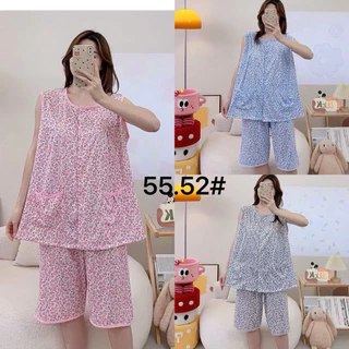 พร้อมส่ง!!ชุดนอนแขนกุดกระดุมผ่าหน้าขาสั้น ผ้านิ่มยืดใส่สบาย รอบอก 48 นิ้ว