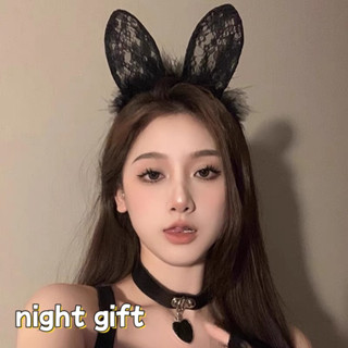 ที่คาดผม หูแมว วัสดุลูกไม้ แต่งขนฟู น่ารัก เครื่องประดับสุดเ…