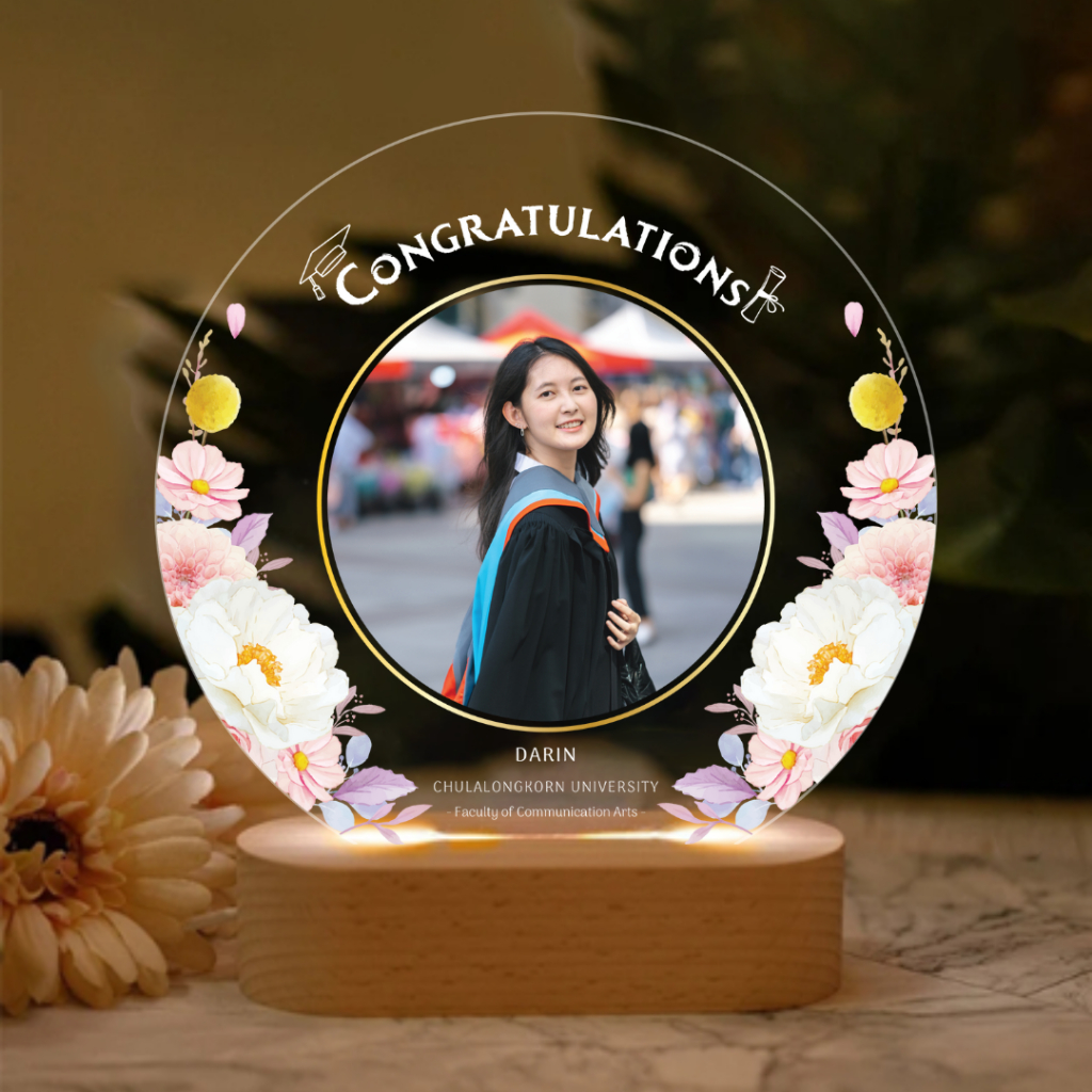 จัดทำ 1-2 วัน Happylife Congratulations โคมไฟอะคริลิคสั่งทำ สกรีนUV ของขวัญวันเกิด ของขวัญให้แฟน  วันรับปริญญา เกษียณ