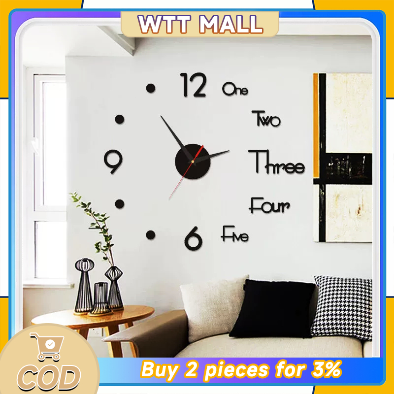 สติกเกอร์นาฬิกาดิจิทัล 3D เรืองแสง ไร้กรอบ DIY สําหรับตกแต่งผนังบ้าน ออฟฟิศ นาฬิกาแขวน ขนาดใหญ่