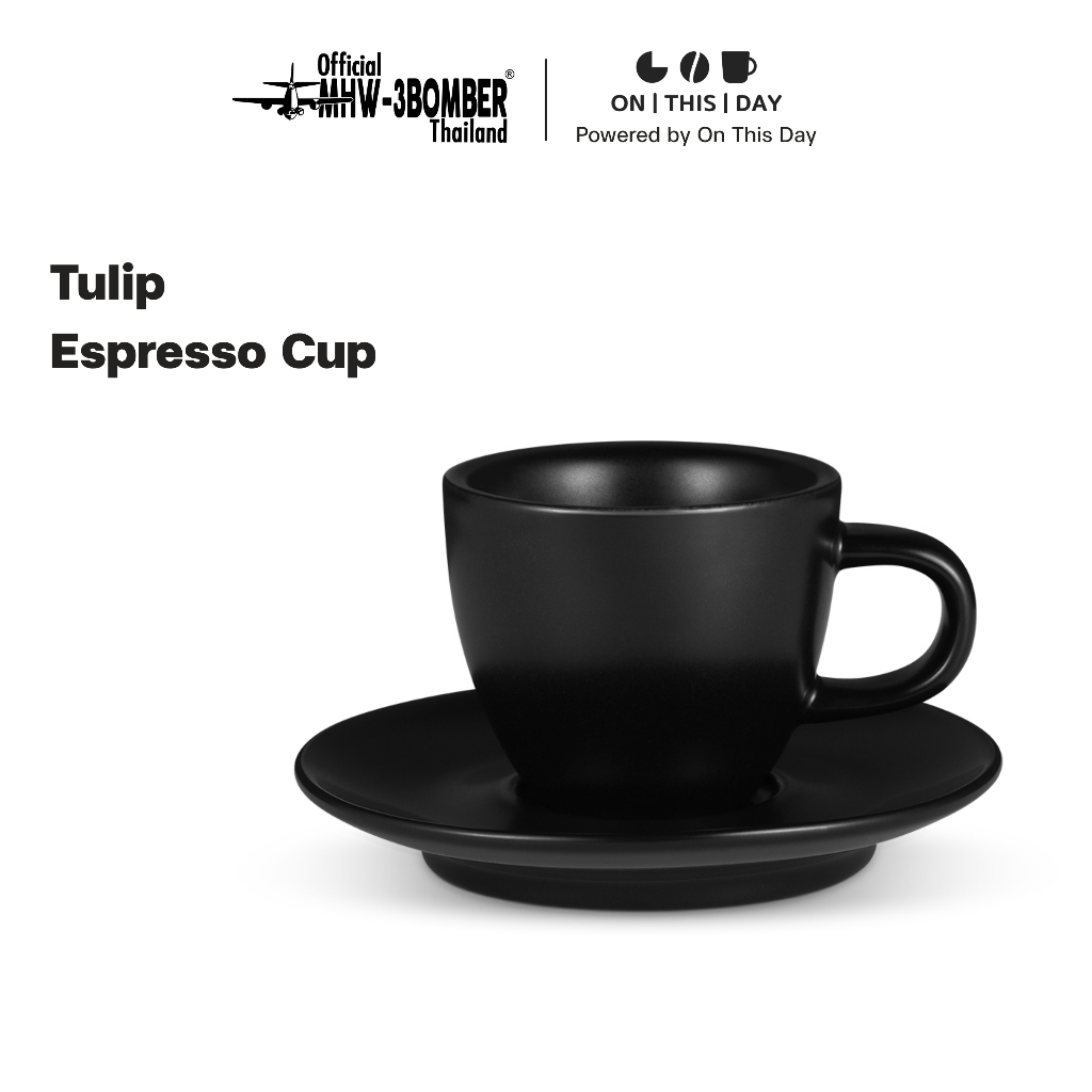 MHW-3BOMBER Tulip Espresso Cup แก้วกาแฟพร้อมจานรอง แก้วเอสเพรสโซ ขนาด 80 ml
