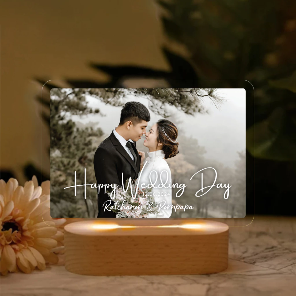 ผลิต 1-2 วัน Happylife โคมไฟอะคริลิคสั่งทำ Full Display สกรีนUV ของขวัญวันเกิด ของขวัญแฟน วาเลนไทน์ แต่งงาน ครบรอบเทศกาล