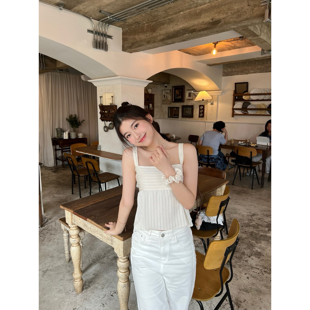 Stella top — soft satin top with delicate lace straps
