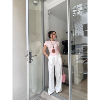 THESUNCO-SAKI (ซา-กิ) เสื้อยืดSLIM-FIT เดินเส้นด้ายตัดคู่สี เนื้อผ้านุ่ม ยืด สบายผิว