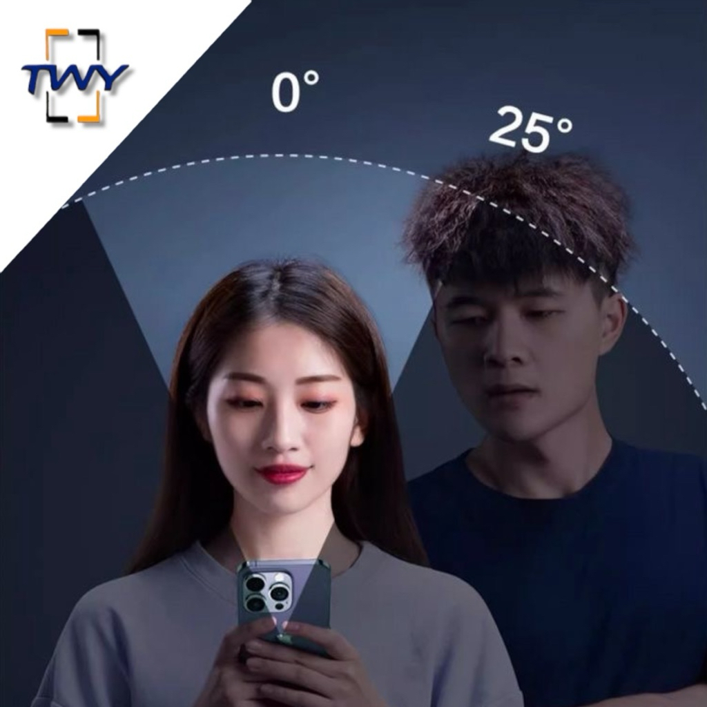 TWY ฟิล์มกระจก กันมอง มีบล็อกช่วยติด ติดง่าย สำหรับ iPhone X Xs Xr 11 12 13 14 15 16 17 Pro max plus Air - รูปที่ 4