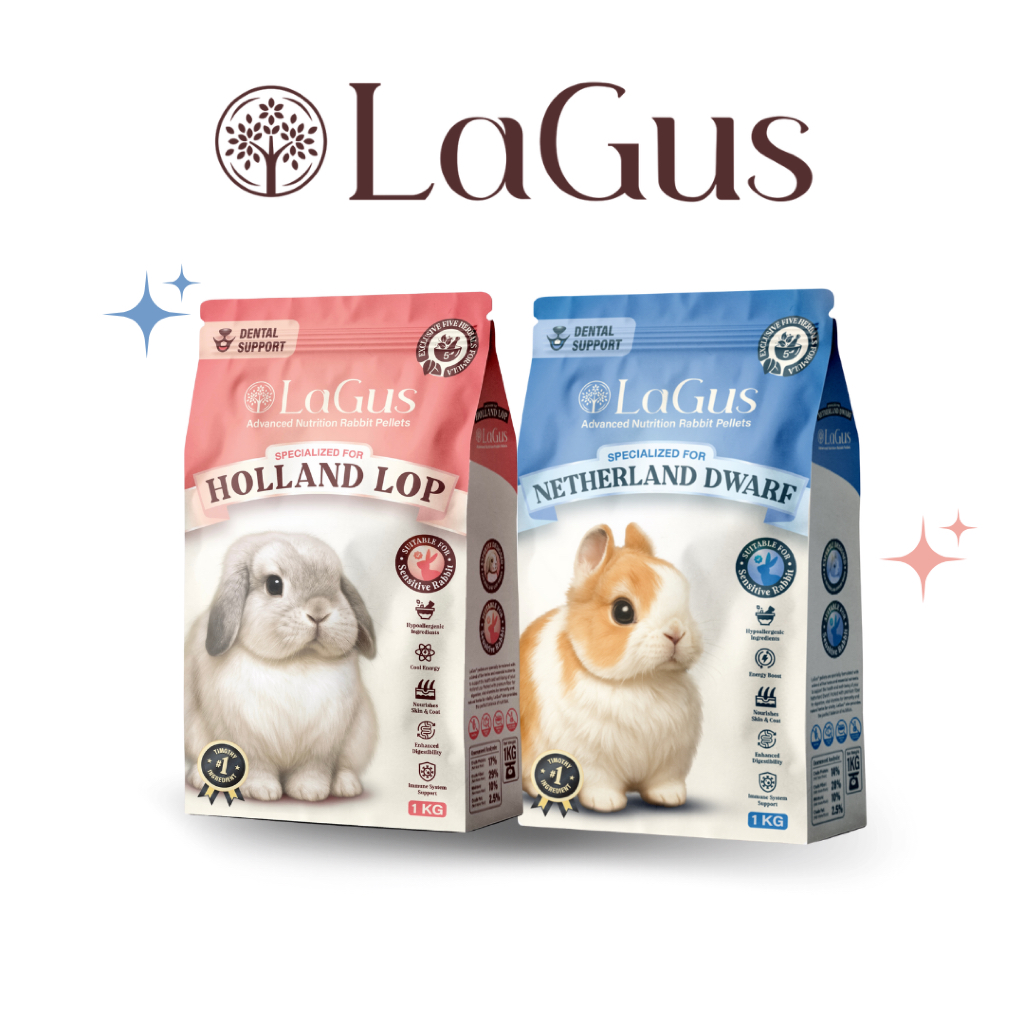 อาหารกระต่าย Lagus สูตรเฉพาะสำหรับสายพันธุ์ เกรดซุปเปอร์พรีเมี่ยม มีทั้งสูตร ฮอลแลนด์ ลอป และ เนเธอร