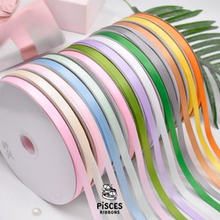 ริบบิ้นผ้าซาตินขนาด 0.9 cm. สีเรียบเงา 2 ด้าน รุ่น CLASSIC ผ…