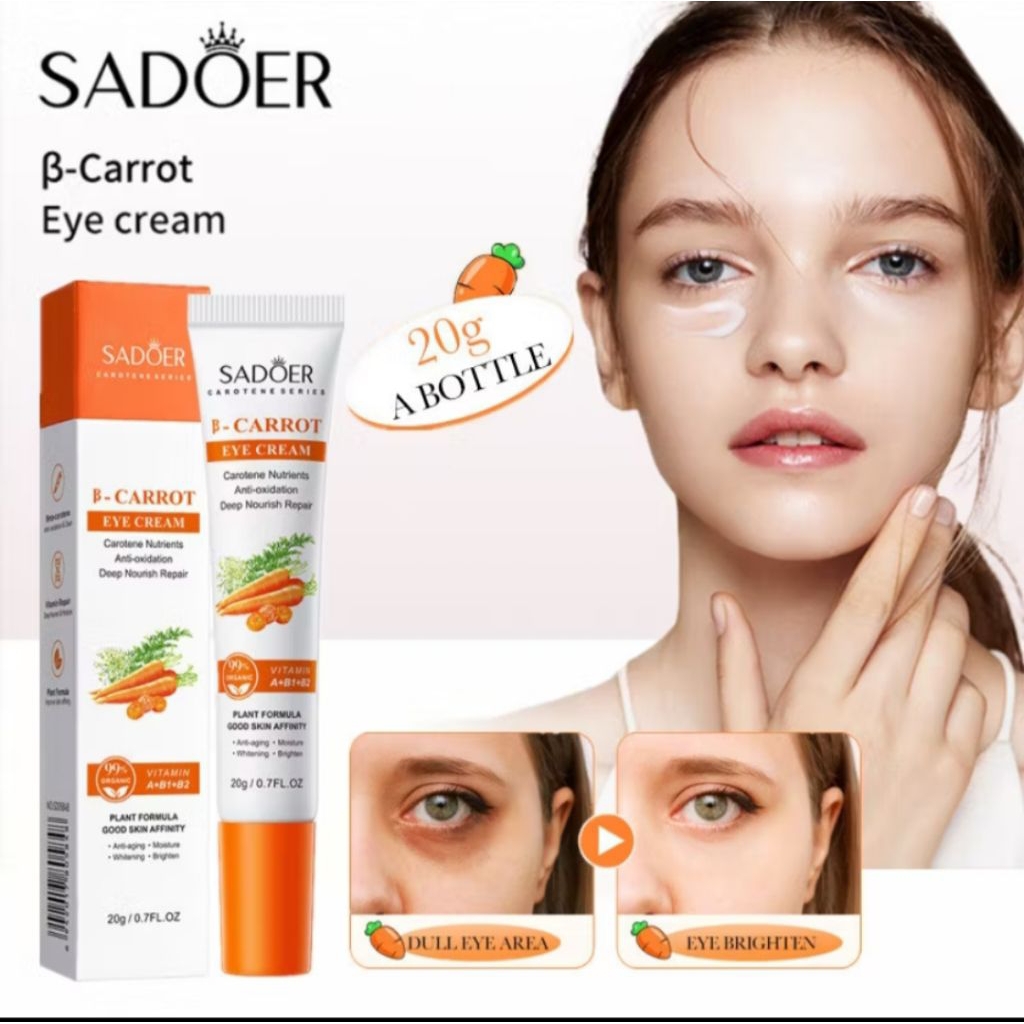 ครีมบำรุงรอบดวงตา แครอทvc 99 % + B1+B2 ลดความหมองคล้ำ 20ml.