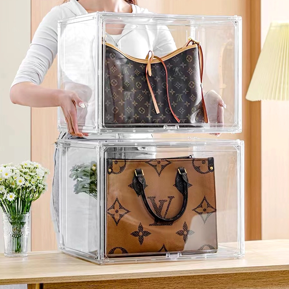 กล่องเก็บของแบบใส กล่องใส่กระเป๋า กล่องใส่หนังสือ ความจุขนาดใหญ่ ของแต่งห้อง วัสดุอะคริลิก มีหลายขนาด ประตูแม่เหล็ก - รูปที่ 4