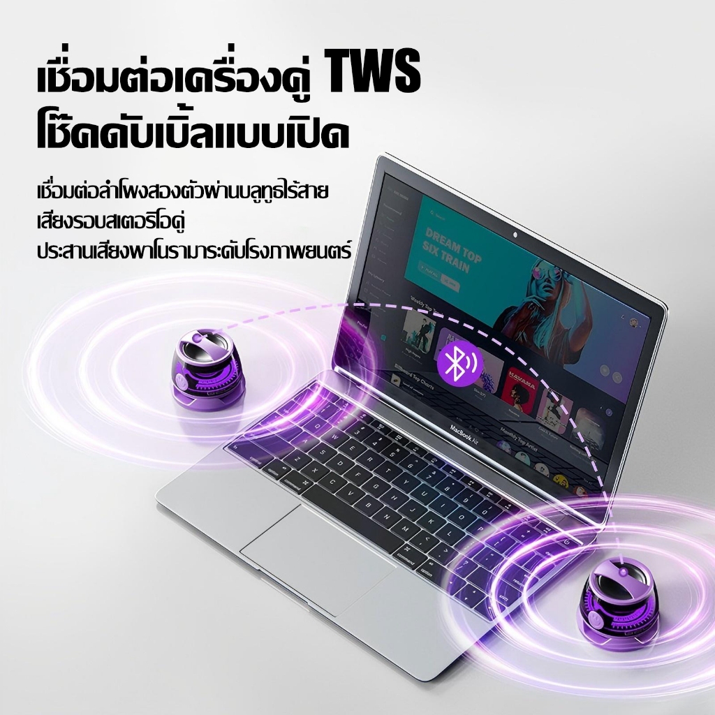 ซื้อ1แถม1 ลำโพงบลูทูธ เชื่อมต่อบลูทูธ5.3 คุณภาพเสียงไร้เสีย แม่เหล็กดูด + ขายึด กันน้ำIPX7 ลำโพงพกพา ลำโพงบลูทูธไร้สาย ราคา ถูกที่สุด ดีลบีเคเค แกลเลอรีภาพที่ 7