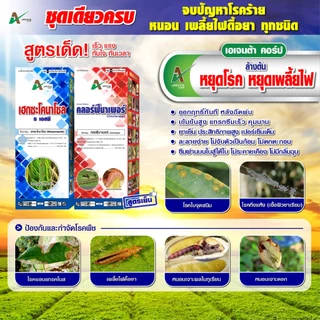 ชุดล้างต้น กำจัดเพลี้ย ล้างราดำ ราแป้ง กำจัดหนอนแมลง คลอร์ฟีนาเพอร์ + เฮกซะโคนาโซล เอเจนต้า คอร์ป (ชุดคู่)