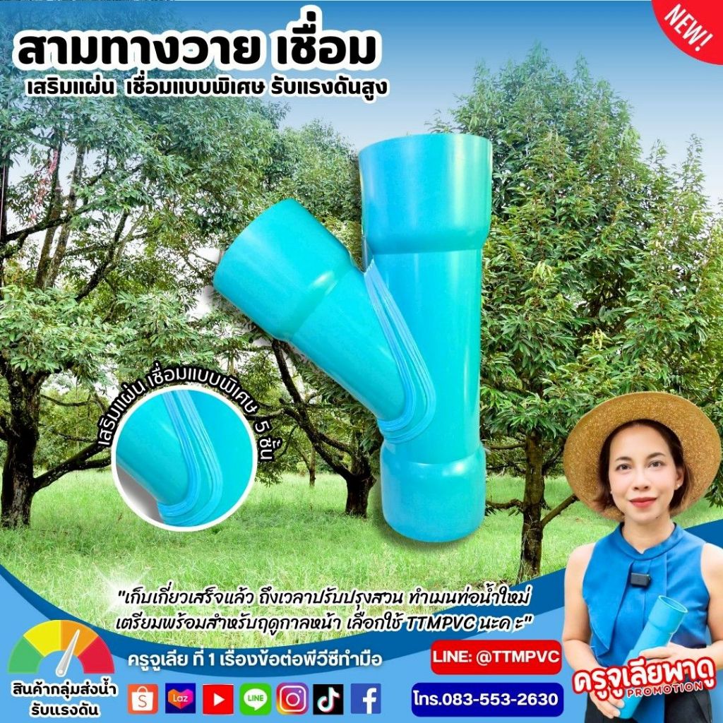 สามทางวายเชื่อม เสริมแผ่น รับแรงดัน ขนาด 3"-4"